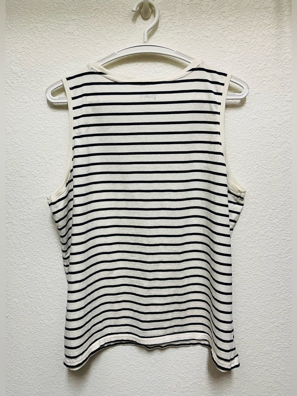 PACT Organic Cotton Softspun High Neck Tank Top Navy & White Sailor Stripes XL - Picture 2 of 4